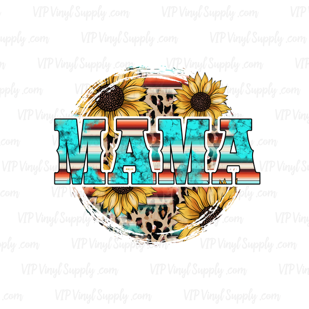 Sunflower Leopard Serape Mama sublimation Transfer