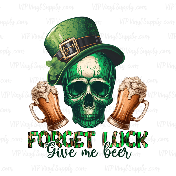 St Patricks Day Skull Forget Luck Sublimation Transfer