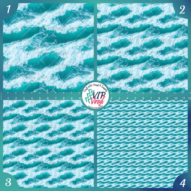 Ocean Waves Patterned HTV Vinyl | Outdoor Adhesive Vinyl or Heat Transfer Vinyl | VIP Vinyl Supply