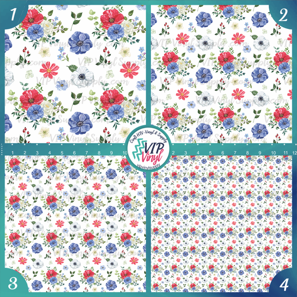 Floral Independence Day Printed HTV Vinyl