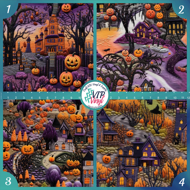 3D Embroidery Halloween Patterned Printed Vinyl, HTV or Sublimation Sheets | 932A