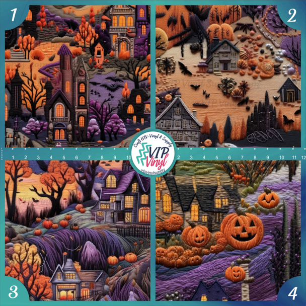 3D Embroidery Halloween Patterned Printed Vinyl, HTV or Sublimation Sheets | 932B