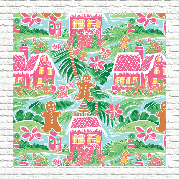 Tropical Christmas Printed Pattern Vinyl, HTV or Sublimation Sheets |  942A