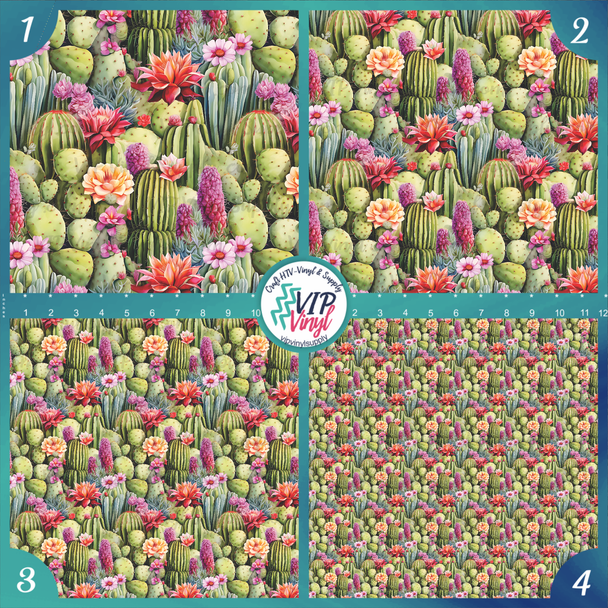 Watercolor Cactus Patterned Printed Vinyl, HTV or Sublimation Sheets |  956B