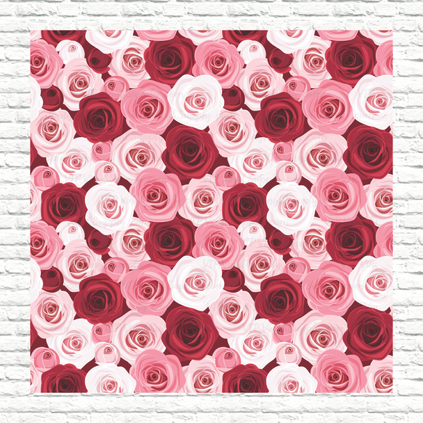 Pink & Red Roses Printed Pattern Vinyl, HTV or Sublimation Sheets |  959B