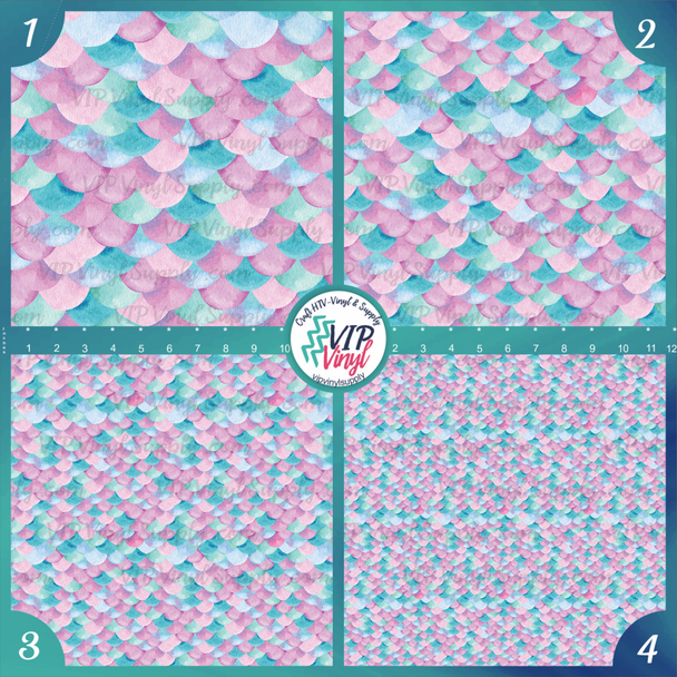 Pastel Mermaid Scales Patterned Printed Vinyl, HTV or Sublimation Sheets |  964B