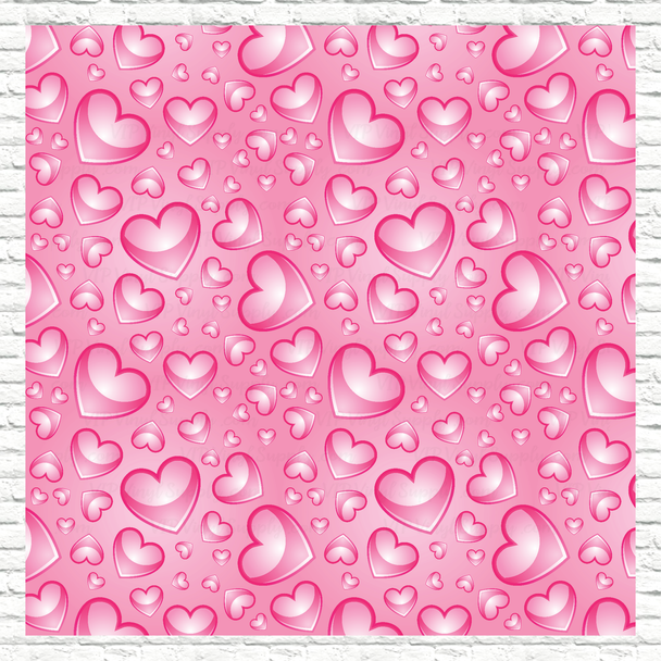 Pink Bubble Hearts Patterned Printed Vinyl, HTV or Sublimation Sheets |  965B