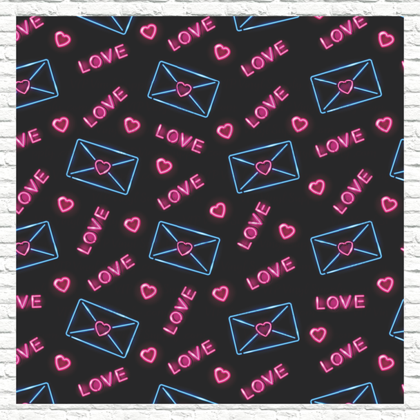 Neon Love Letters Pattern Printed Vinyl, HTV or Sublimation Sheets | 973B