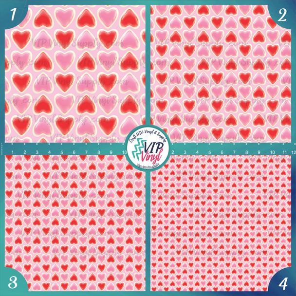 Candy Hearts Patterned Printed Vinyl, HTV or Sublimation Sheets | 980D