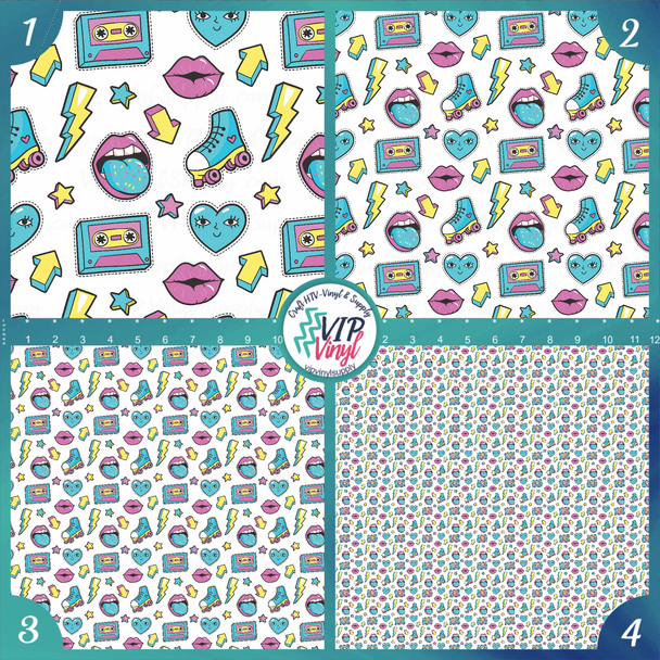 Retro Pop Pattern Printed Vinyl, HTV or Sublimation Sheets | 985B