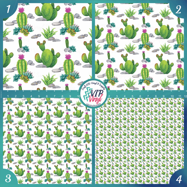 Watercolor Cactus Printed Pattern Vinyl, HTV or Sublimation Sheets | 985C