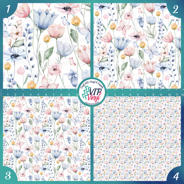 Watercolor Spring Floral Printed Pattern Vinyl, HTV or Sublimation Sheets |  987D