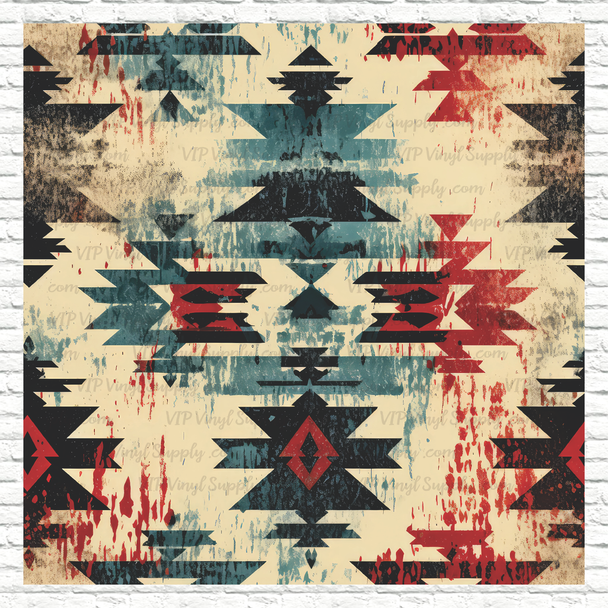 Grunge Aztec Pattern Print Vinyl, HTV or Sublimation Sheets | 1010B