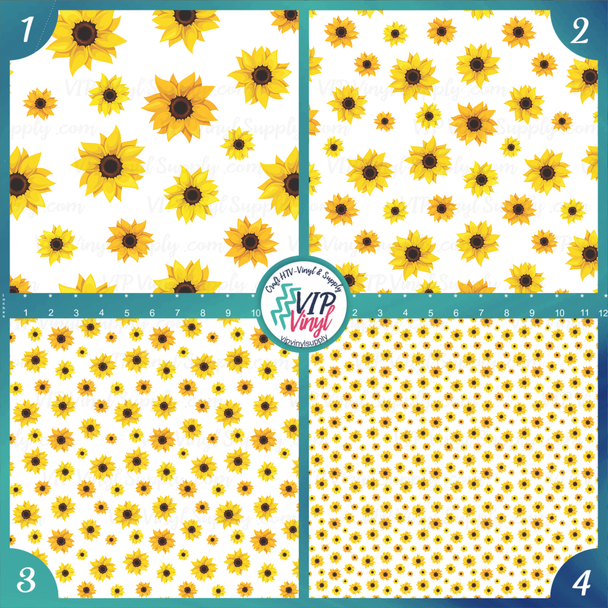 Sunflower Pattern Print Vinyl, HTV or Sublimation Sheets |  1031B