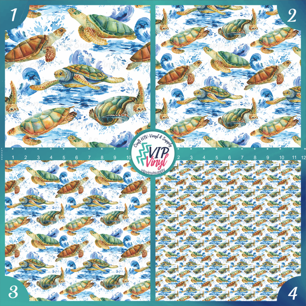 Sea Turtle Printed Pattern Vinyl, HTV or Sublimation Sheets | 1034C