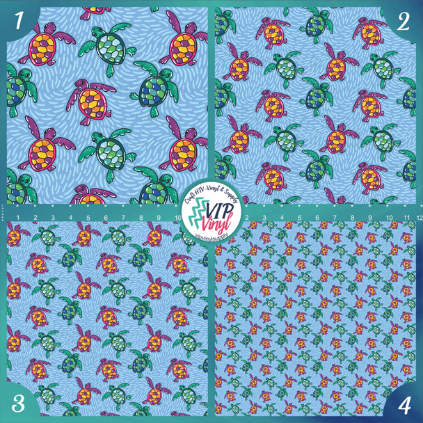 Sea Turtle Printed Pattern Vinyl, HTV or Sublimation Sheets | 1034D