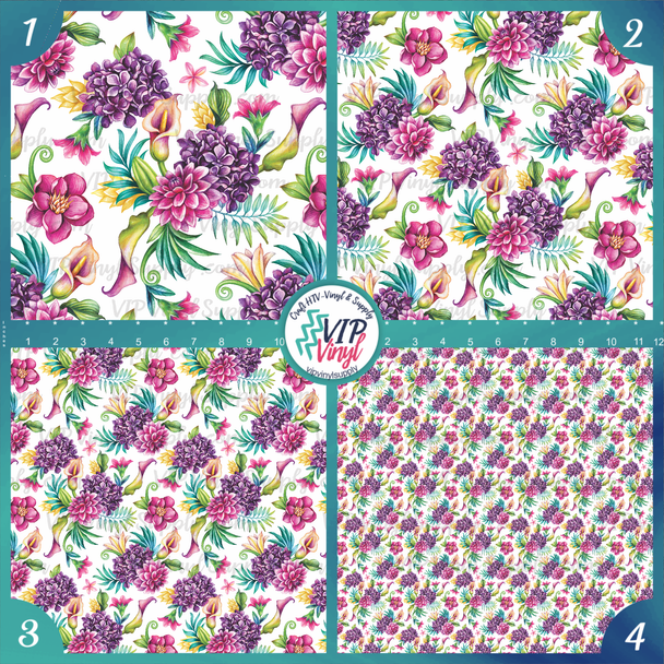 Bright Floral Pattern Print Vinyl, HTV or Sublimation Sheets | 1038B