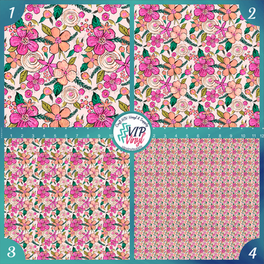 Pink Floral Patterned Vinyl, Outdoor Adhesive Vinyl or Heat Transfer Vinyl