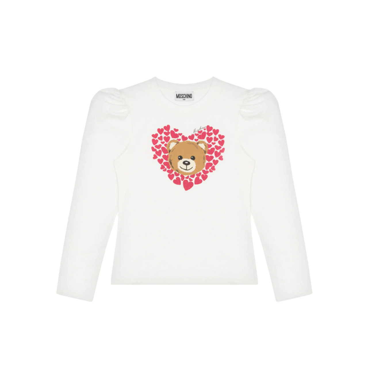 Moschino Girls LS T-Shirt With Heart Bear Print