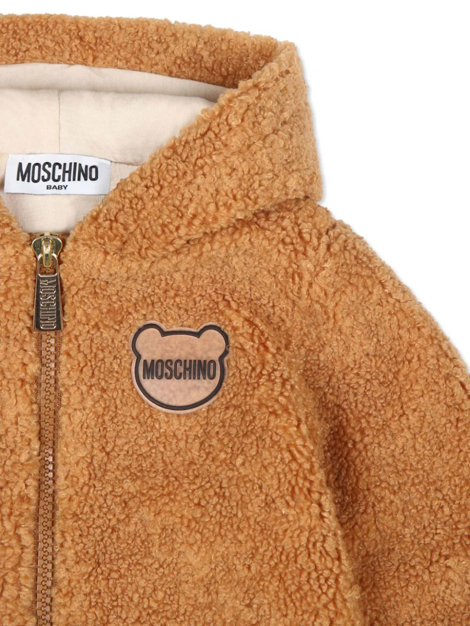 Moschino Baby Ls Hooded Fuzzy Bodysuit Brown 24FW