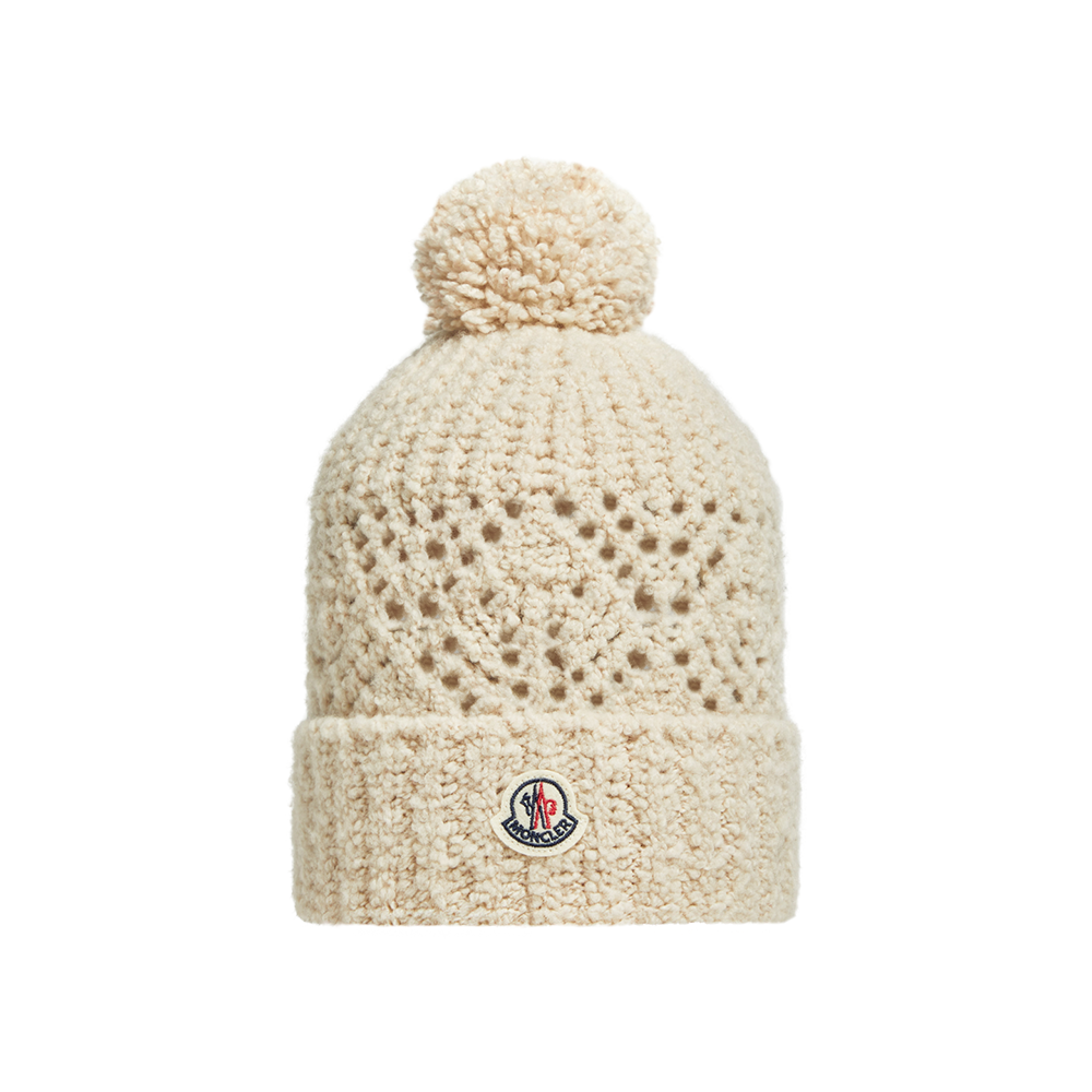 15881✨MONCLER BERRETTO ビッグロゴ ニット帽 Moncler Berretto Hat 25FW L