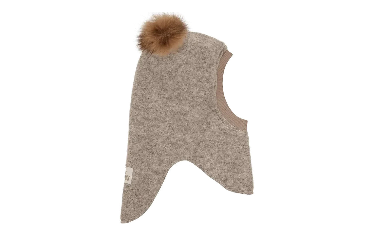 Huttelihut Balaclava Alpaca Pompoms Brown