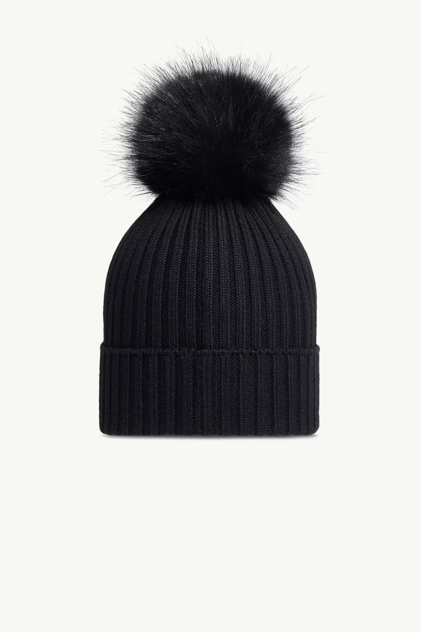 Moncler Hat Black with Pom Pom 26FW