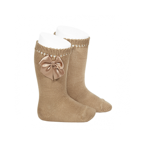 Condor Knee High Socks With Bow Camel 326 condor-knee-high-socks-with-bow-camel-326
