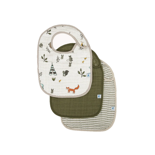 Little Unicorn Cotton Musiln Classic Bib 3pk Forest Friends2 210000021597