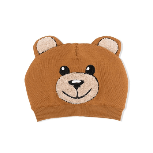 Moschino Baby Bear Hat Marrone - Teddy Bear faux-shearling trim beanie Moschino Baby Bear Hat Marrone - Teddy Bear faux-shearling trim beanie