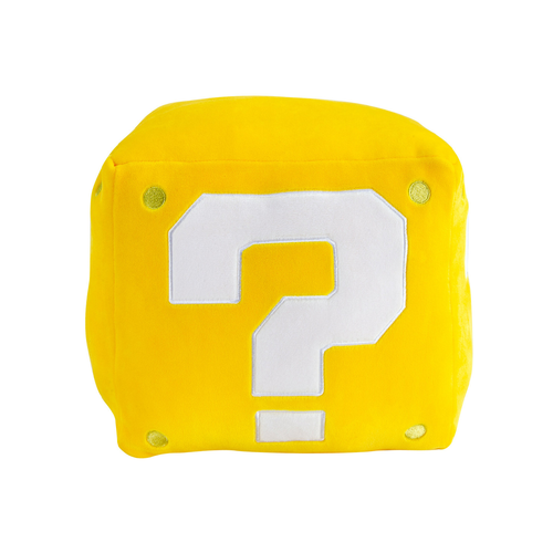 Tomy Super Mario Bros: Question Block - Block plush from Club Mocchi- Mocchi-! Designed in Japan, Mocchi- Mocchi- are super soft and huggable pillow toys. Unlike other ordinary plush toys, these high quality collectible plush pillows have a unique squishy texture and are super soft to touch.