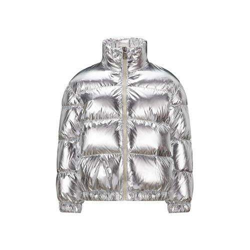 Moncler Meuse Jacket Silver - Warm, yet lightweight, the Meuse down jacket for girls is crafted from laminated nylon.