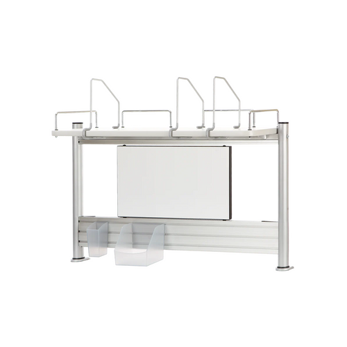Comf-pro Smart-S Bookshelf With Whiteboard / Sliver - Space-saving hanging stationery case with whiteboard and bookend features.