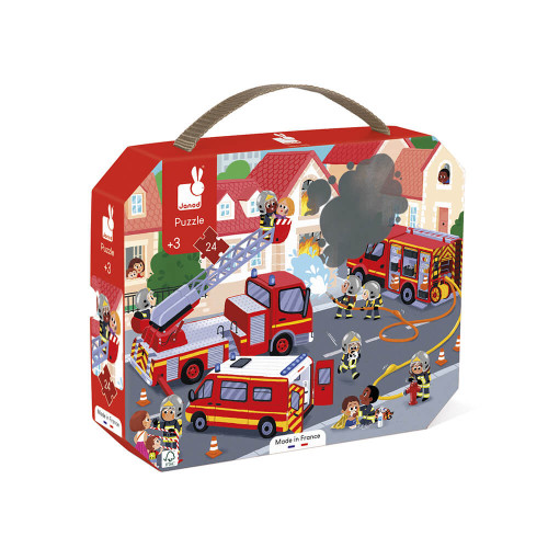 Janod  Puzzle 24 Pieces: Firemen - a pretty 24-piece cardboard puzzle on the theme of firefighters, ideal for children from 3 years old Janod  Puzzle 24 Pieces: Firemen - a pretty 24-piece cardboard puzzle on the theme of firefighters, ideal for children from 3 years old