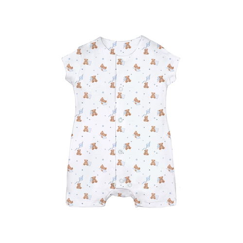 My Little Pie Shortie Teddy Bear Blue 24SS - This romper is crafted from luxurious Pima Cotton, known for its softness and delicacy, sourced from South America.
