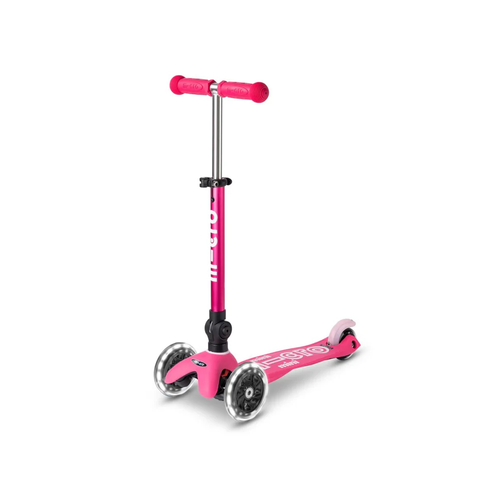 Micro Mini Deluxe Foldable LED Pink - The folding mechanism means that taking your child’s Mini with you wherever you go is now easier than ever – just click, fold and carry by the T-bar.