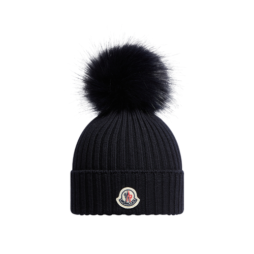 ★【MONCLER】BERRETTO IN LANA CON PON PON★ニットキャップ Moncler Berretto Hat Deep Blue F70