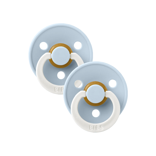 Bibs Pacifier Latex 2 Pk Blue GLOW 6-18M - The nipple is produced from natural rubber latex