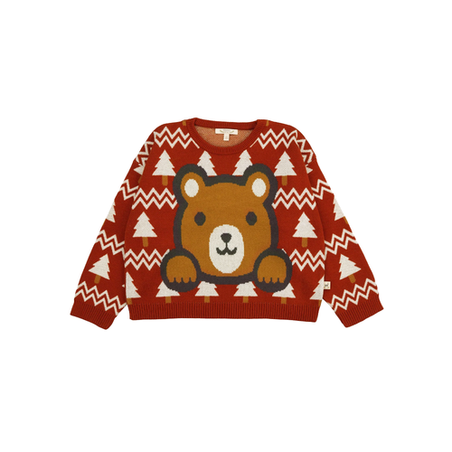 Red Caribou Kids Knit Sweater 24FW Winter Club - Wrap your child in warmth and style with our Knit Sweater featuring intricate Jacquard designs in various motifs.