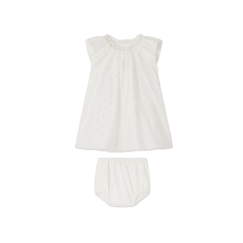 Bonpoint Dress Nuage Dress White 25SS - This stunning Nuage dress for baby is made from fine tulle with delicately embroidered bows throughout the piece.