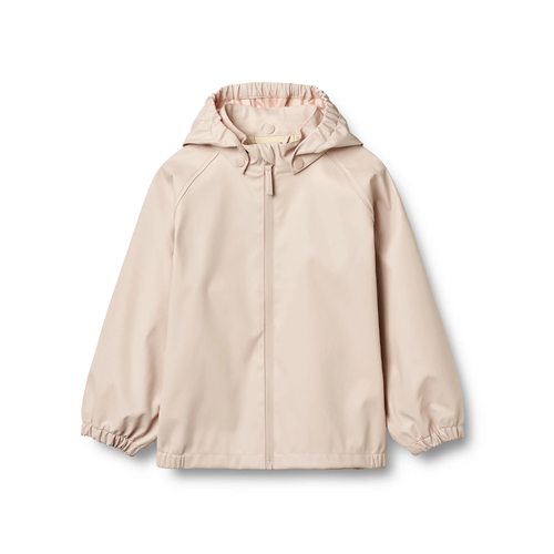Wheat Rainwear Chardy Jacket 25SS Soft Lavender - made with post consumer polyester and water based PU, is the perfect jacket for outdoor play on wet days.