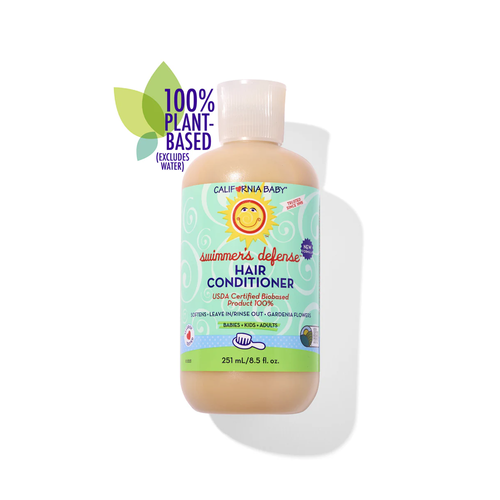 California Baby Swimmers Defense' Hair Conditioner 8.5 oz. - Swimmer’s Defense works to wash them out gently, yet thoroughly, and rebalance your hair’s natural pH levels.