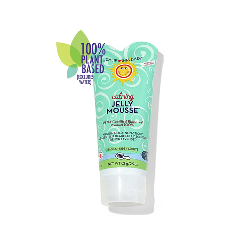 California  Baby Calming Jelly Mousse 2.9oz - Our Jelly Mousse is perfect for styling, braiding, or taming unruly hairs! This medium-hold vegan hair gel is made from a tapioca starch base and is free of harsh chemicals like alcohol, PEGs, and glycols - making it ideal for those with sensitive skin and eczema.