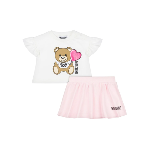 Moschino Baby Girl Ss Dress W Bear Heart Print 25SS Moschino Baby Girl Ss Dress W Bear Heart Print 25SS