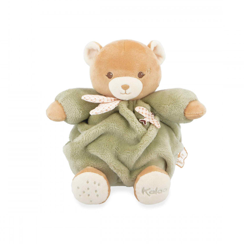 Kaloo Intemporel Bear 17cm Green - this bear is perfect for babies from birth. Its flannel fur offers incomparable softness! Baby can easily grab his new plush friend by the arms and ears.