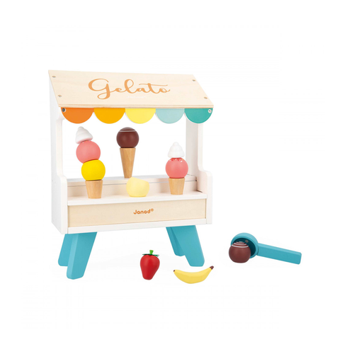 Janod Ice Cream Stand - A set with 14 magnetic accessories for refreshing delights!