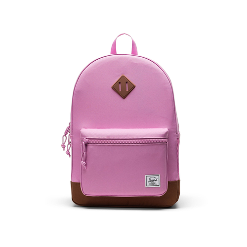 Herschel Heritage Youth Backpack Opera Mauve - Redesigned for today with more space and made with EcoSystem™ recycled fabrics, this roomy, durable backpack transitions effortlessly from school to play with multiple pockets and comfortable padded shoulder straps for kids aged 8 – 12 years.