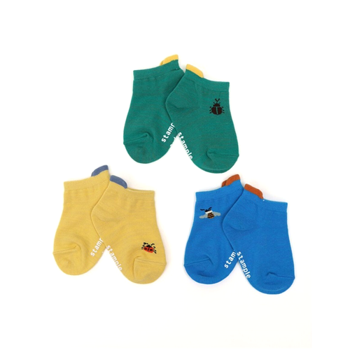 Stample Bugz design ankle socks 3P 73132 A 2025 - A playful and colorful 3-pack of ankle socks designed especially for little insect lovers!