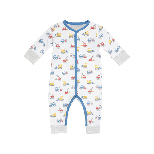Kissy Kissy Reversible Playsuit Construction Diggers 25FW - Soft, cuddly reversible romper from Kissy, Kissy. Romper features a full-length front snap closure, round neckline, and cuffs that can be folded up for a stylish look.