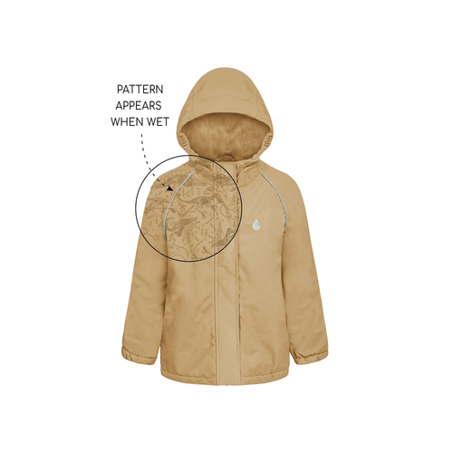 Therm Splashmagic Storm Jacket 25FW Sand - When the raincoat gets wet, a secret pattern is revealed! See the SplashMagic pattern appear in the rain then disappear again when dry.
